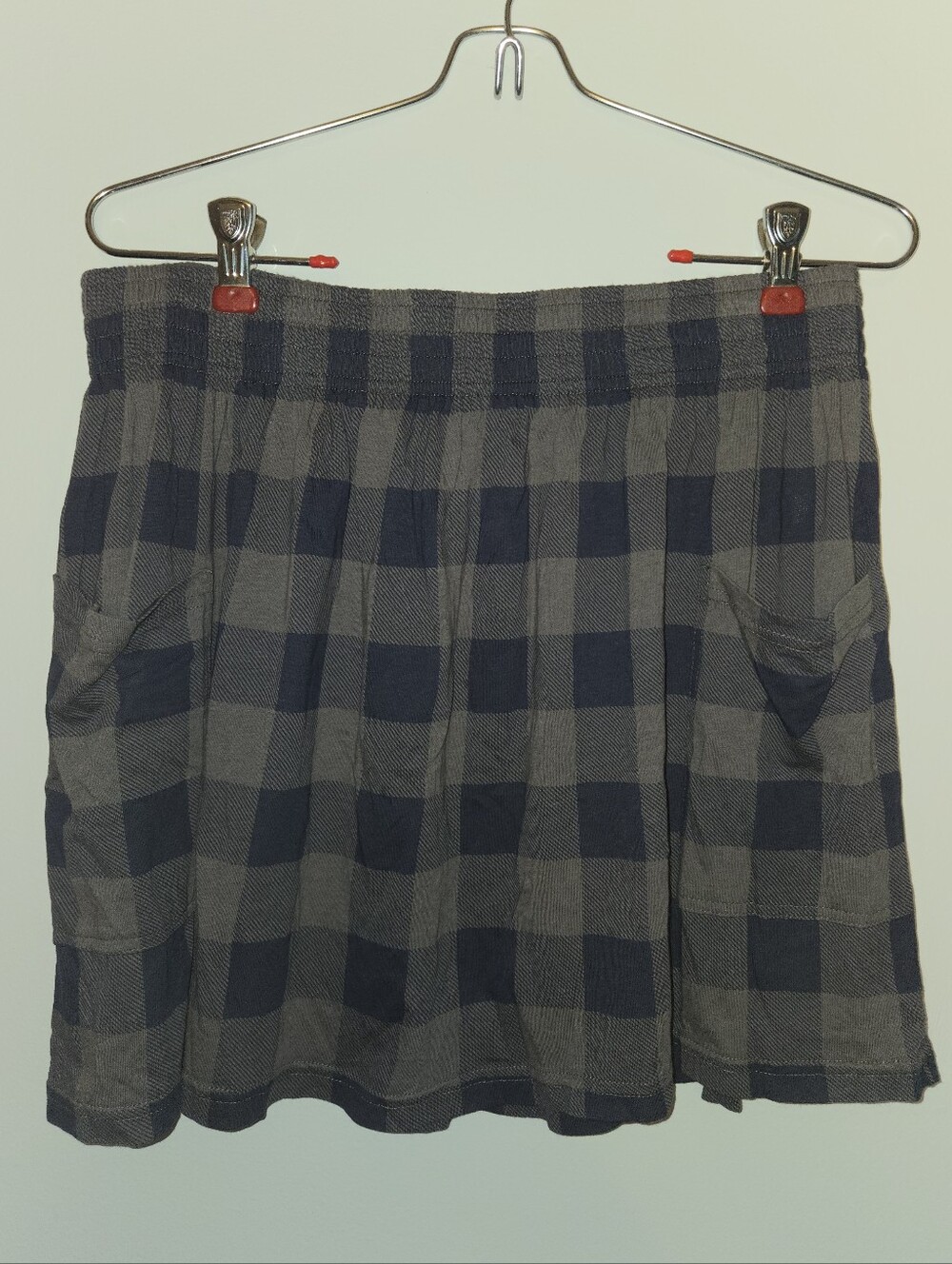 Heritage 1981 Navy and Gray Plaid Skirt, SO SOFT w/ Pockets!